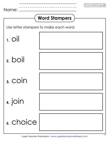 Worksheets - Letter Stampers: OI (Printable PDF Worksheet)