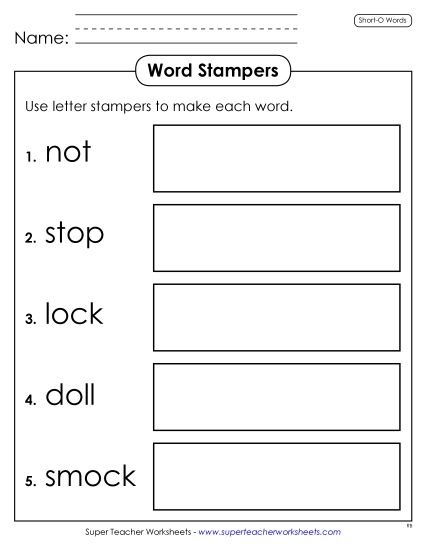 Worksheets - Letter Stampers (Short O) (Printable PDF Worksheet)
