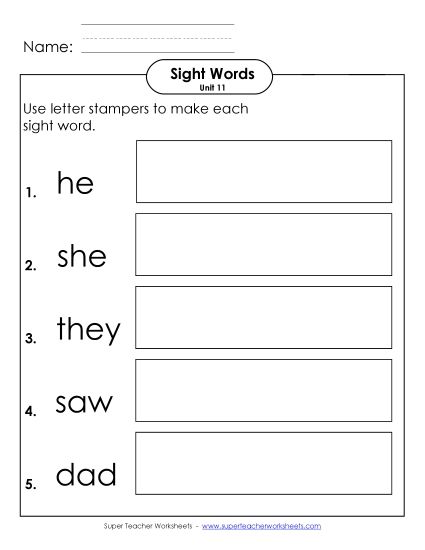 Worksheets - Letter Stampers (Unit 11)  (Printable PDF Worksheet)