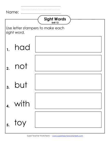 Worksheets - Letter Stampers (Unit 13)  (Printable PDF Worksheet)