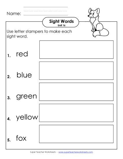 Worksheets - Letter Stampers (Unit 16)  (Printable PDF Worksheet)