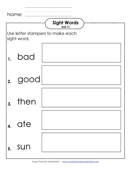Worksheets - Letter Stampers (Unit 17)  (Printable PDF Worksheet)