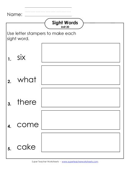 Worksheets - Letter Stampers (Unit 20)  (Printable PDF Worksheet)