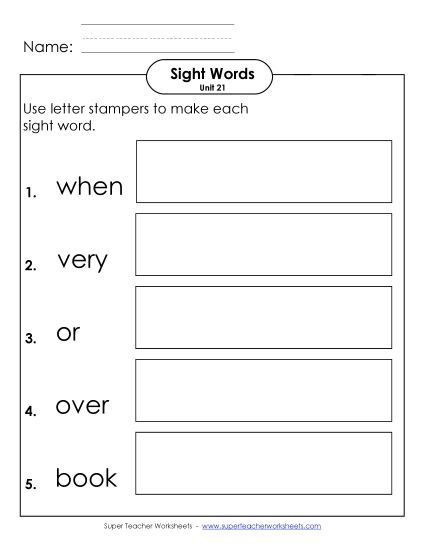 Worksheets - Letter Stampers (Unit 21)  (Printable PDF Worksheet)