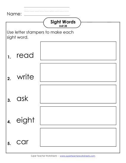 Worksheets - Letter Stampers (Unit 28) (Printable PDF Worksheet)