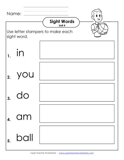 Worksheets - Letter Stampers (Unit 4) (Printable PDF Worksheet)