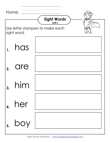 Worksheets - Letter Stampers (Unit 6)  (Printable PDF Worksheet)