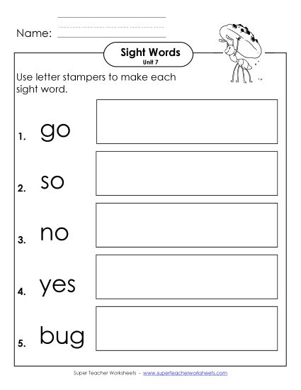 Worksheets - Letter Stampers (Unit 7)  (Printable PDF Worksheet)
