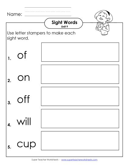 Worksheets - Letter Stampers (Unit 9)  (Printable PDF Worksheet)