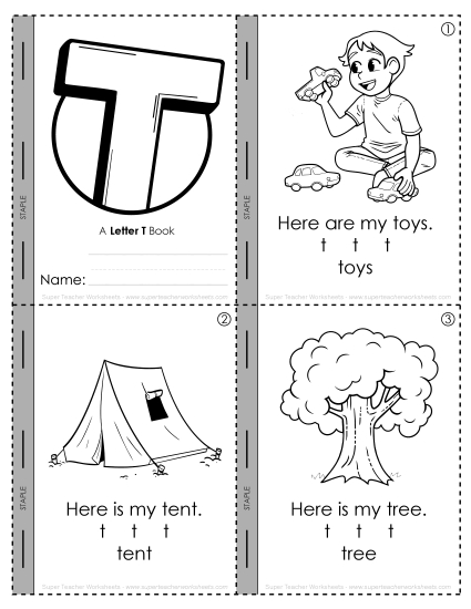 Worksheets - Letter T Mini-Book Activity (Printable PDF Worksheet)