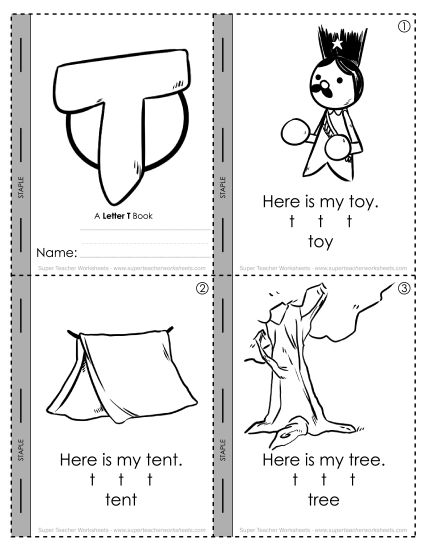Consonant Sounds - Letter T Mini-Book (Printable PDF Worksheet)