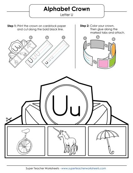 Letters A - Z - Letter U Hat (Printable PDF Worksheet)