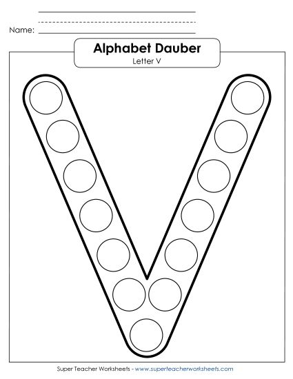 Letter Recognition - Letter V - Dabber (Printable PDF Worksheet)