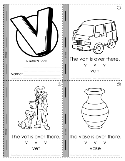 Worksheets - Letter V Mini-Book Activity (Printable PDF Worksheet)