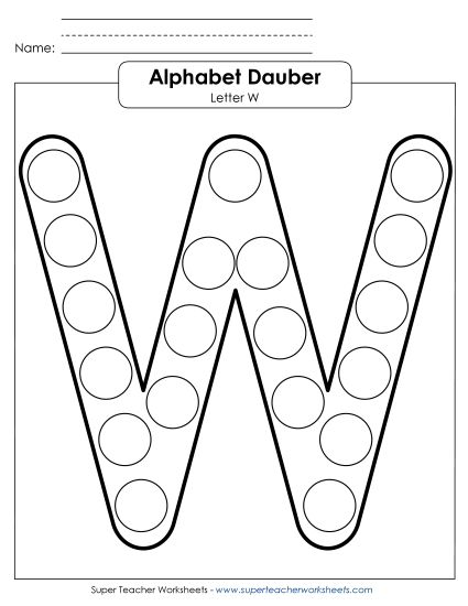 Letter Recognition - Letter W - Dabber (Printable PDF Worksheet)
