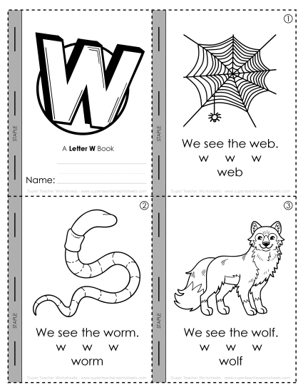 Worksheets - Letter W Mini-Book Activity (Printable PDF Worksheet)