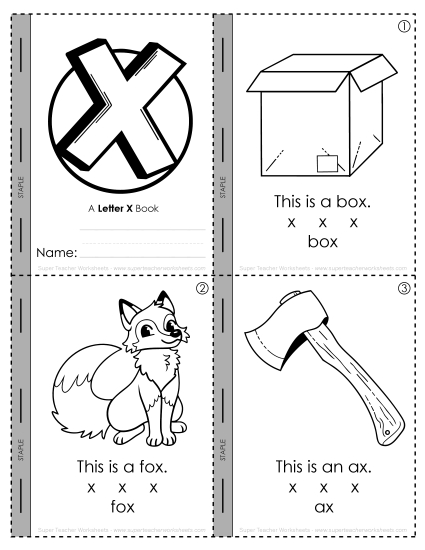 Worksheets - Letter X Mini-Book Activity (Printable PDF Worksheet)