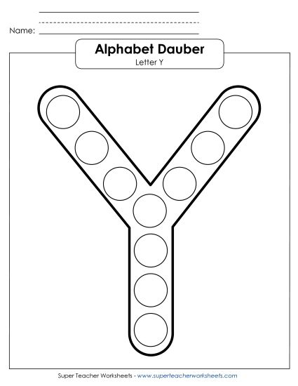 Letter Recognition - Letter Y - Dabber (Printable PDF Worksheet)
