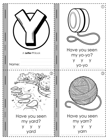 Worksheets - Letter Y Mini-Book Activity (Printable PDF Worksheet)