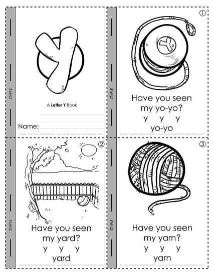 Consonant Sounds - Letter Y Mini-Book (Printable PDF Worksheet)