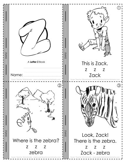 Worksheets - Letter Z&nbsp; Mini-Book (Printable PDF Worksheet)