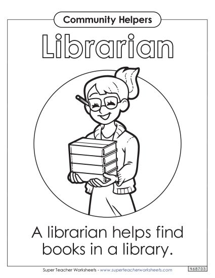 Anchor Chart / Coloring Pages - Librarian (Printable PDF Worksheet)