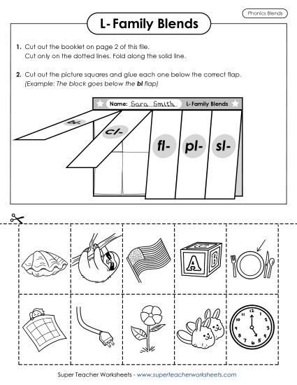 Cut-and-Glue Activities - Lift-the-Flap Activity (Phonics L-Family Blends) (Printable PDF Worksheet)