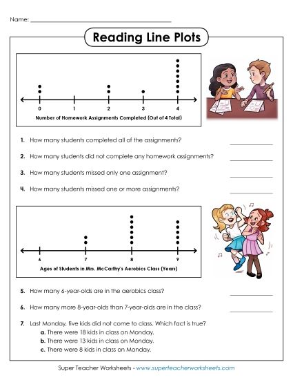 Basic Line Plots - Line Plot: Aerobics (Printable PDF Worksheet)