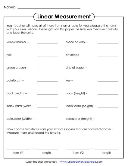 Conversions & Unit Comparisons - Linear Measurement Learning Center (Printable PDF Worksheet)