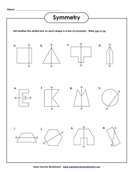 Lines of Symmetry  (Printable PDF Worksheet)