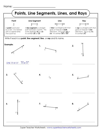 Lines, Segments, Rays (Printable PDF Worksheet)