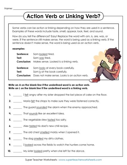 Linking Verbs - Linking Verbs (Advanced) (Printable PDF Worksheet)