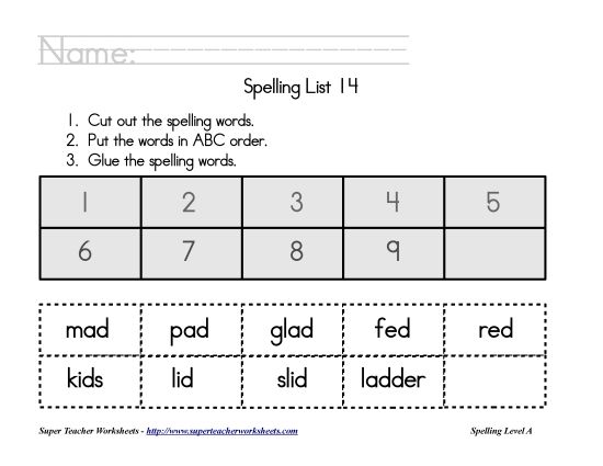 List A-14 - List 14:&nbsp; ABC Order (Printable PDF Worksheet)