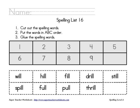 List A-16 - List 16:&nbsp; ABC Order (Printable PDF Worksheet)
