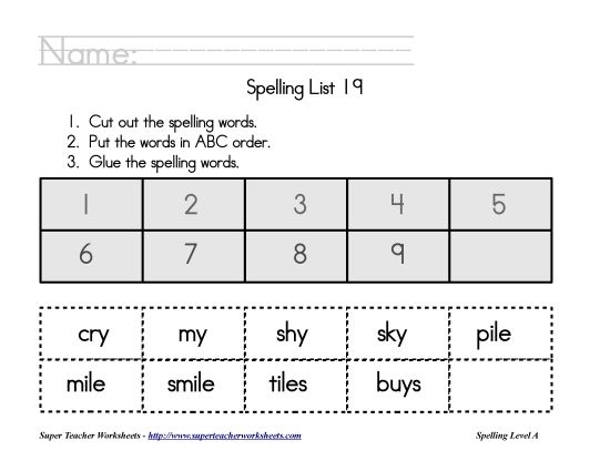 List A-19 - List 19:&nbsp; ABC Order (Printable PDF Worksheet)