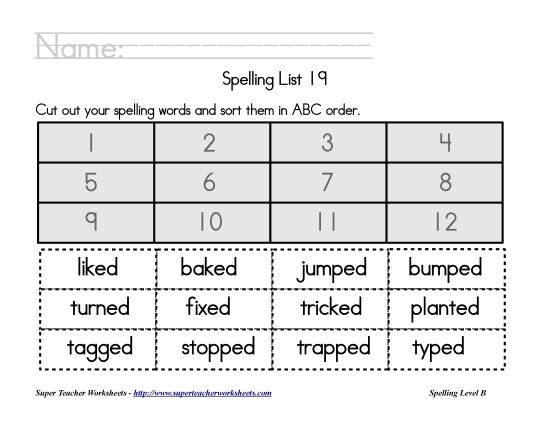 List B-19 - List 19:&nbsp; ABC Order (Printable PDF Worksheet)