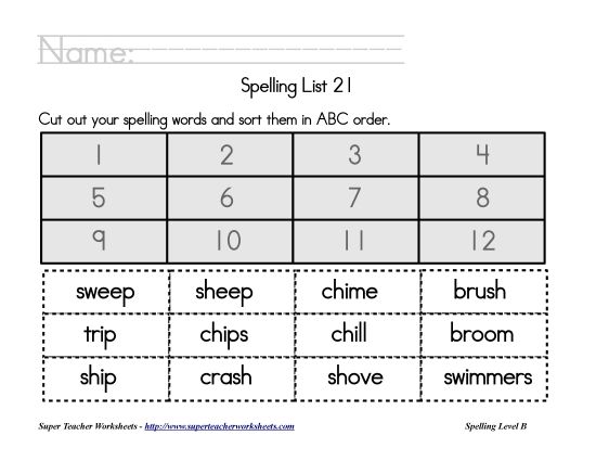 List B-21 - List 21:&nbsp; ABC Order (Printable PDF Worksheet)