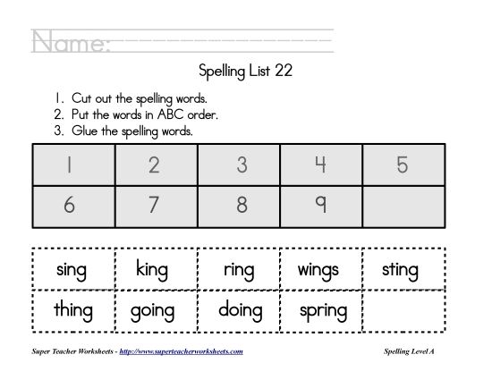 List A-22 - List 22:&nbsp; ABC Order (Printable PDF Worksheet)
