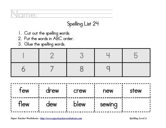 List A-24 - List 24:&nbsp; ABC Order (Printable PDF Worksheet)