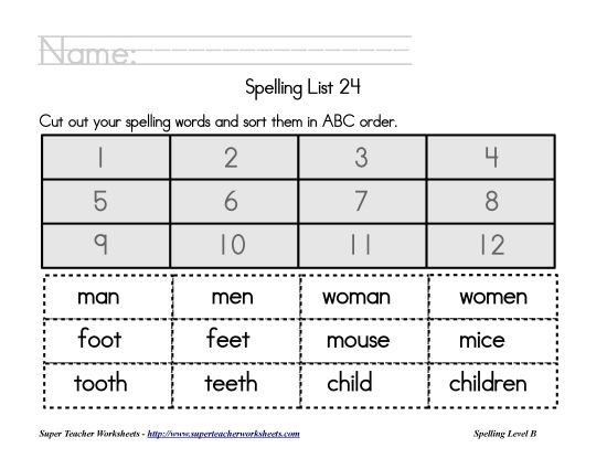 List B-24 - List 24:&nbsp; ABC Order (Printable PDF Worksheet)