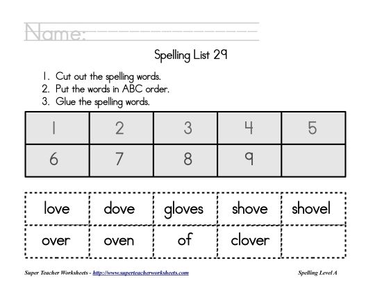 List A-29 - List 29:&nbsp; ABC Order (Printable PDF Worksheet)