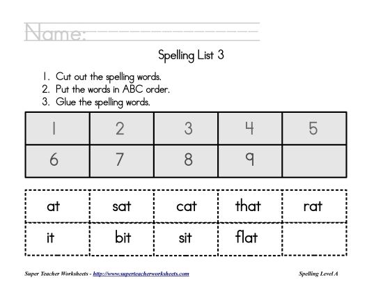 List A-3 - List 3:&nbsp; ABC Order (Printable PDF Worksheet)