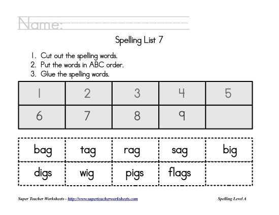 List A-7 - List 7:&nbsp; ABC Order (Printable PDF Worksheet)