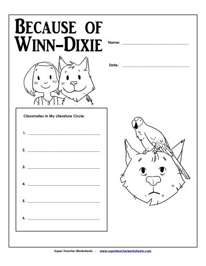 Literature Circles - Lit. Circle: Cover Page (Printable PDF Worksheet)