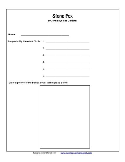 Stone Fox Literature Circles - Lit Circles: Cover Page (Printable PDF Worksheet)