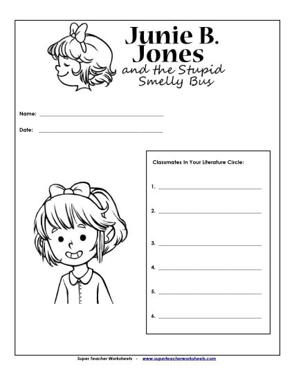 Junie B. Jones Literature Circles - Lit. Circles: Cover (Printable PDF Worksheet)