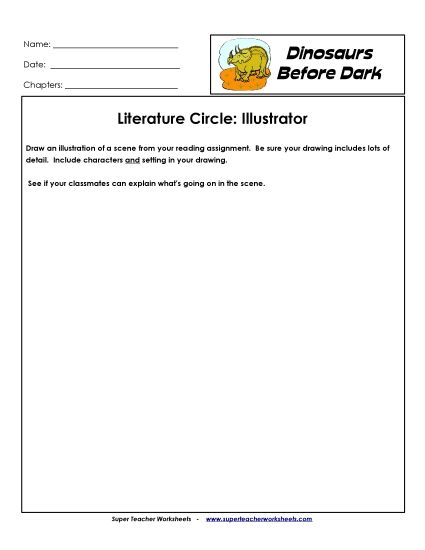 Dinos Before Dark Literature Circles - Lit. Circles: Illustrator (Printable PDF Worksheet)