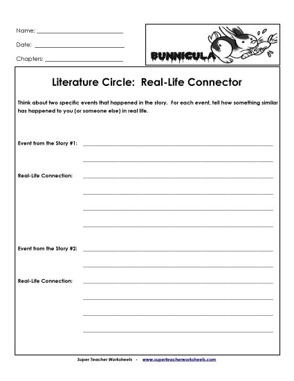 Literature Circles - Lit Circles: Real-Life Connector (Printable PDF Worksheet)