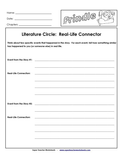 Literature Circles - Lit. Circles: Real-Life Connector (Printable PDF Worksheet)