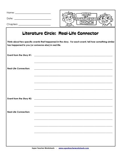 T.O.A.F.G.N. Literature Circles - Lit. Circles: Real-World Connector (Printable PDF Worksheet)